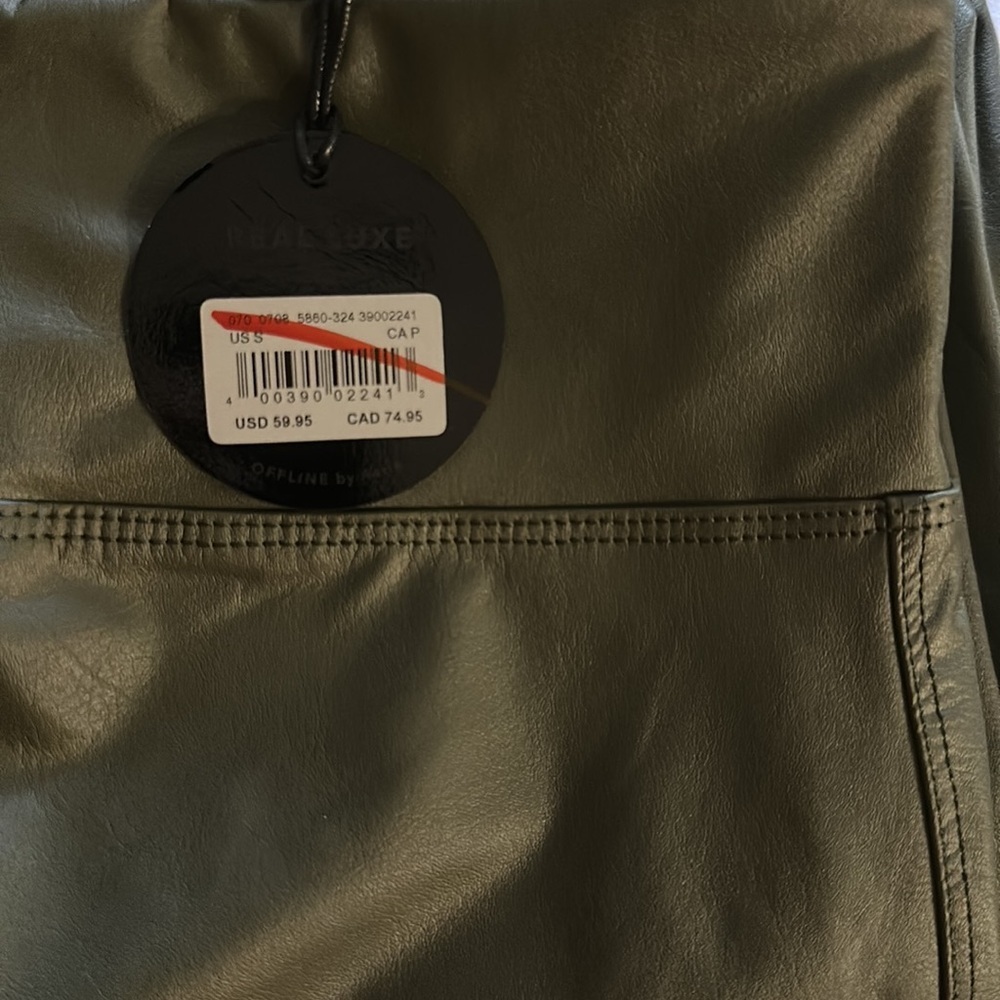 OFFLINE By Aerie Real Luxe Faux Leather Legging Olive NWT Small and Medium - Picture 7 of 14